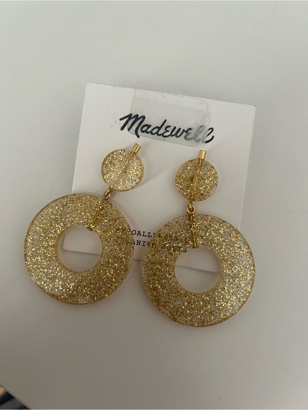 Madewell Gold Glitter Donut Drop Earrings